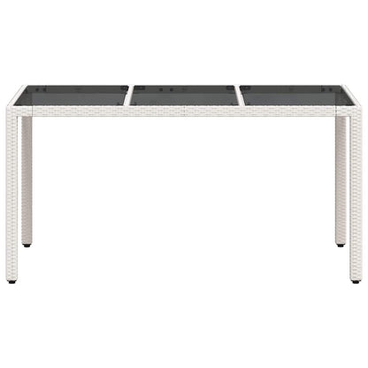 vidaXL Garden Table with Glass Top White 150x90x75 cm Poly Rattan