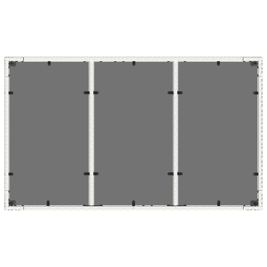 vidaXL Garden Table with Glass Top White 150x90x75 cm Poly Rattan