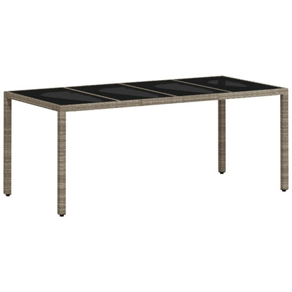 vidaXL Garden Table with Glass Top Light Grey 190x90x75 cm Poly Rattan