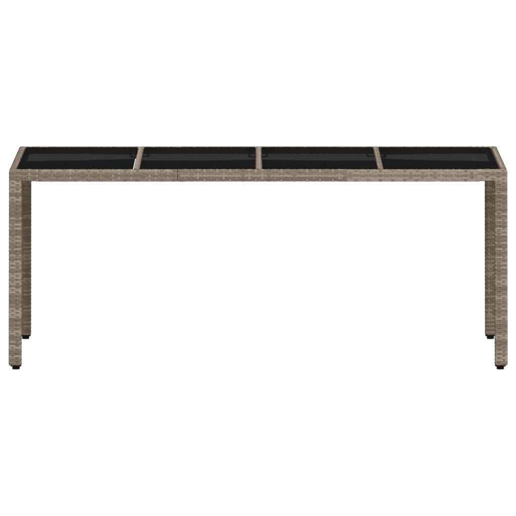 vidaXL Garden Table with Glass Top Light Grey 190x90x75 cm Poly Rattan