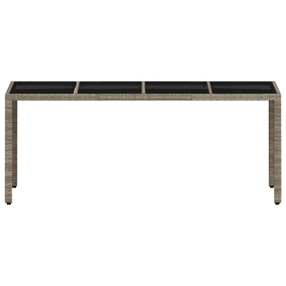 vidaXL Garden Table with Glass Top Light Grey 190x90x75 cm Poly Rattan