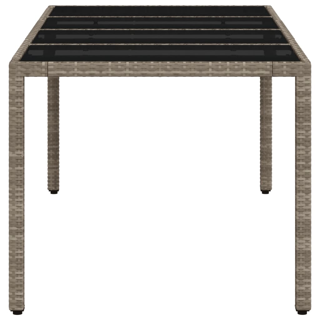 vidaXL Garden Table with Glass Top Light Grey 190x90x75 cm Poly Rattan