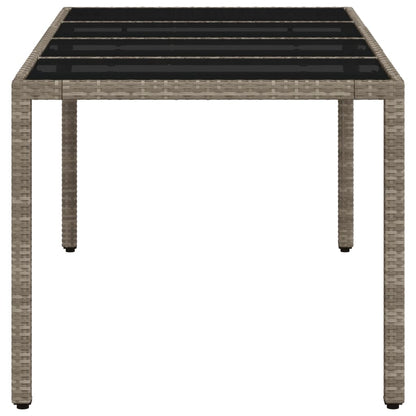 vidaXL Garden Table with Glass Top Light Grey 190x90x75 cm Poly Rattan
