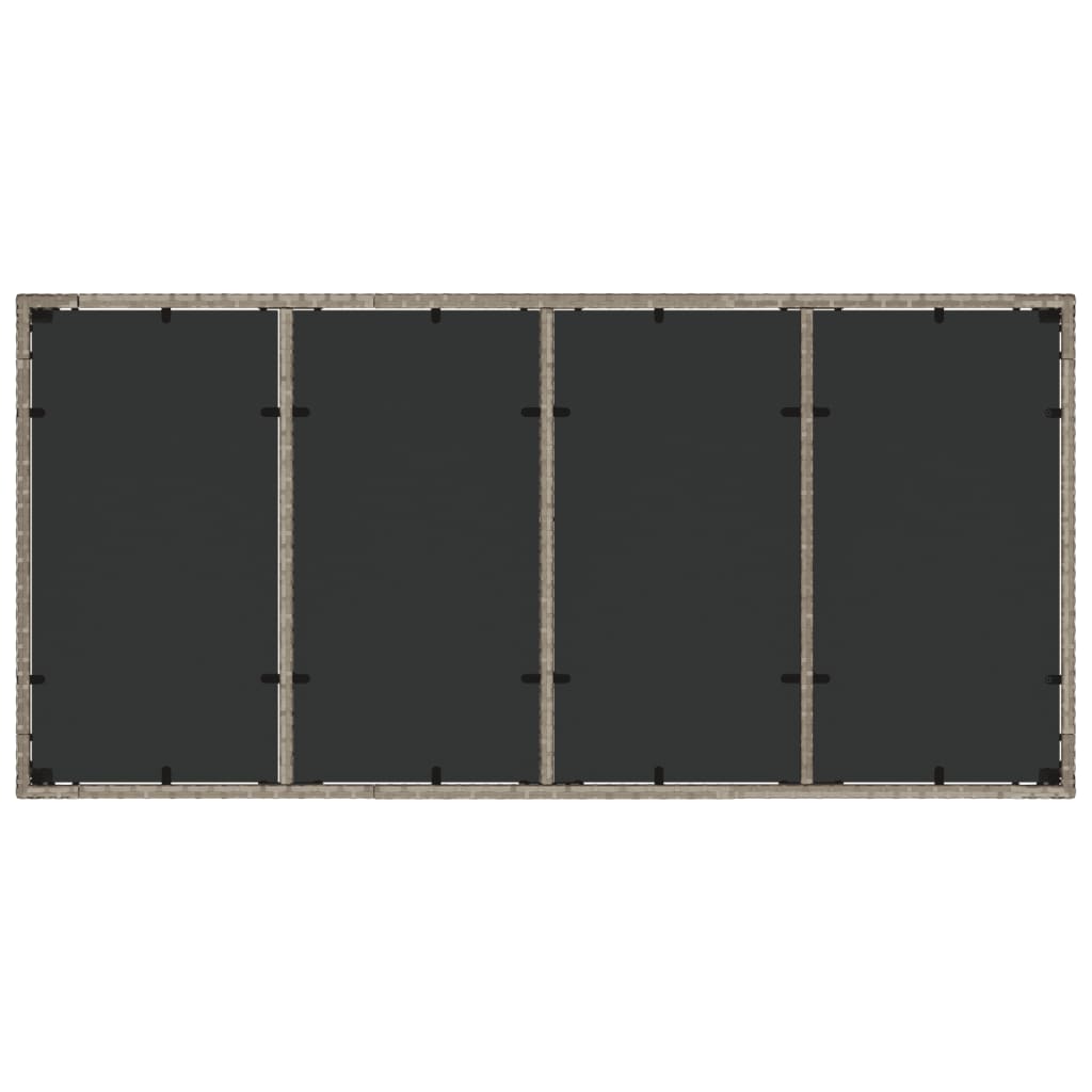 vidaXL Garden Table with Glass Top Light Grey 190x90x75 cm Poly Rattan