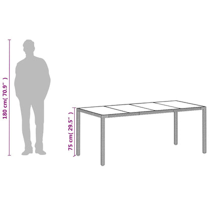 vidaXL Garden Table with Glass Top White 190x90x75 cm Poly Rattan
