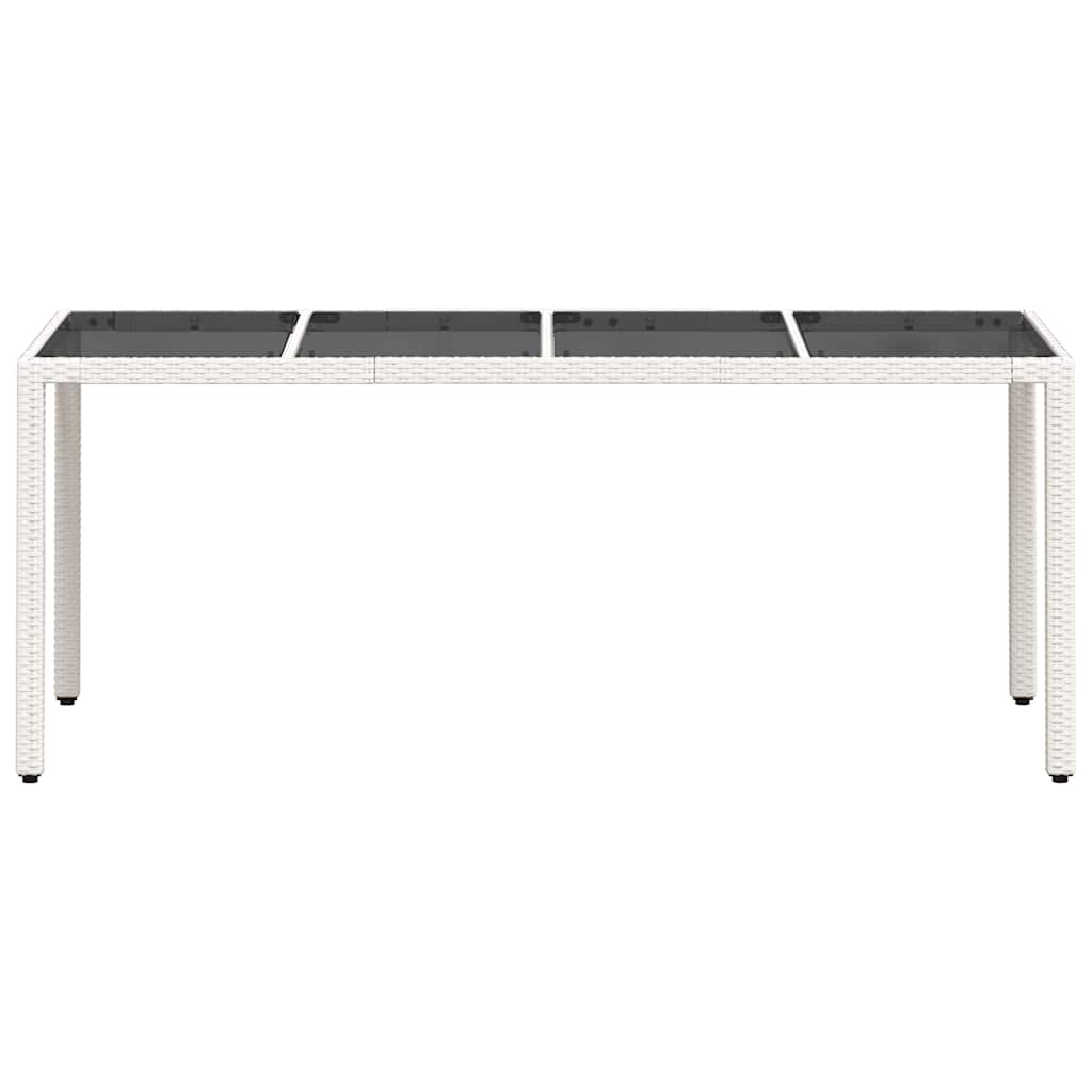 vidaXL Garden Table with Glass Top White 190x90x75 cm Poly Rattan