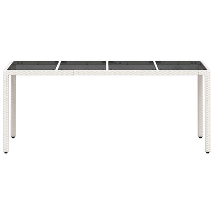 vidaXL Garden Table with Glass Top White 190x90x75 cm Poly Rattan