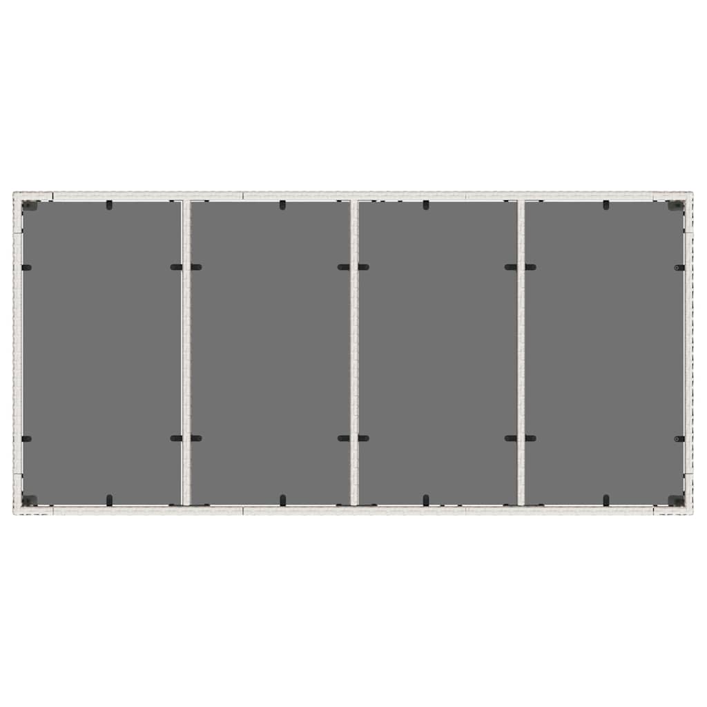 vidaXL Garden Table with Glass Top White 190x90x75 cm Poly Rattan