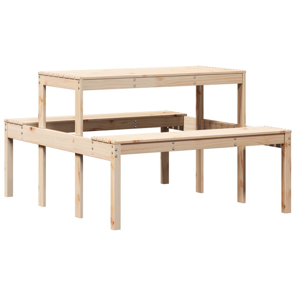 vidaXL Picnic Table 110x134x75 cm Solid Wood Pine - Brown - 110 x 134 x 75cm
