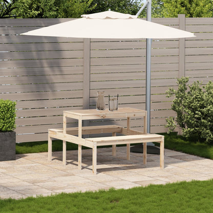 vidaXL Picnic Table 110x134x75 cm Solid Wood Pine - Brown - 110 x 134 x 75cm