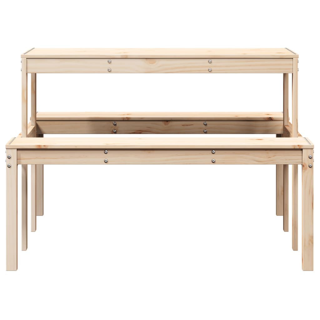 vidaXL Picnic Table 110x134x75 cm Solid Wood Pine - Brown - 110 x 134 x 75cm