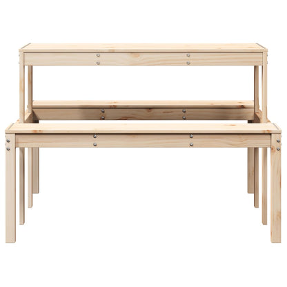 vidaXL Picnic Table 110x134x75 cm Solid Wood Pine - Brown - 110 x 134 x 75cm