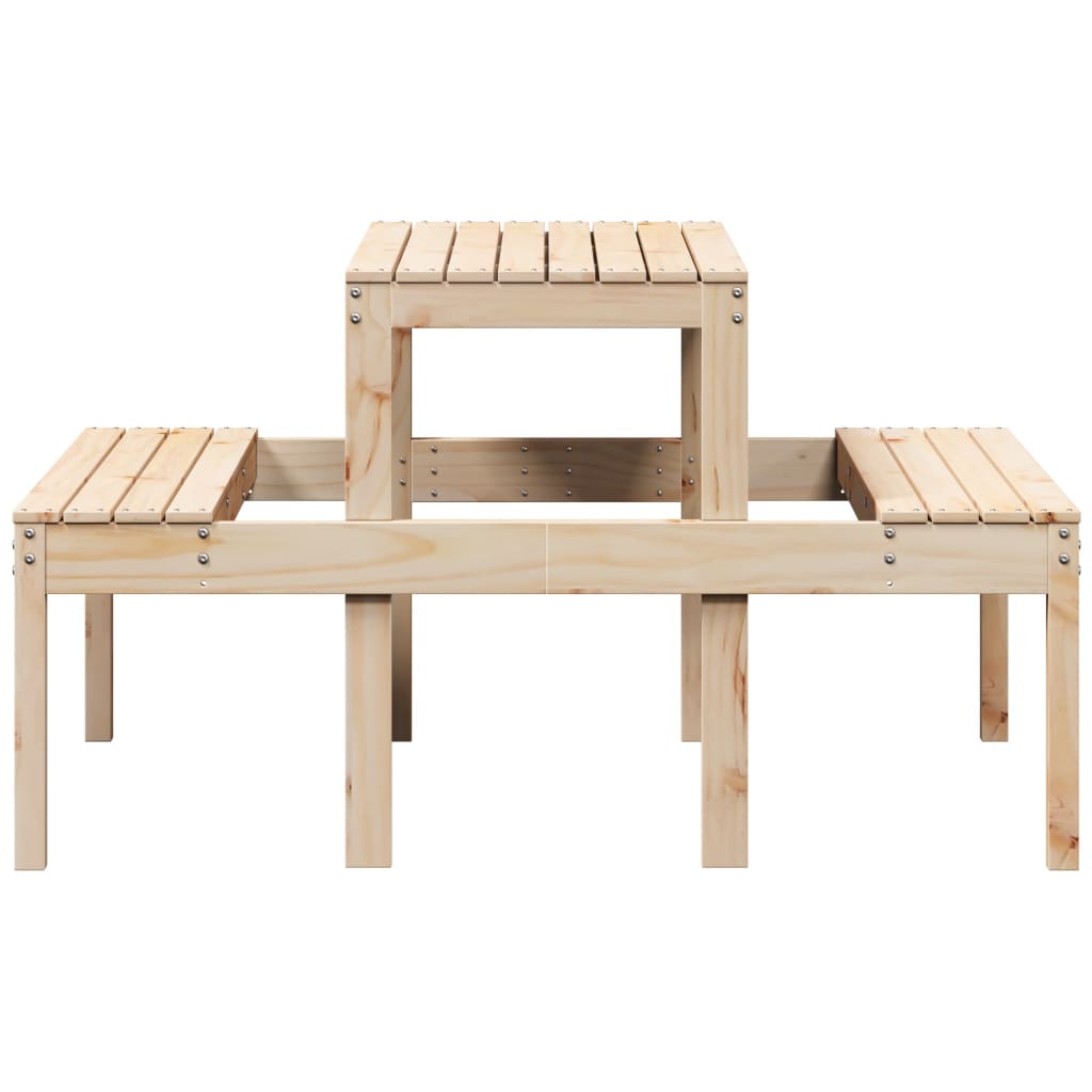 vidaXL Picnic Table 110x134x75 cm Solid Wood Pine - Brown - 110 x 134 x 75cm