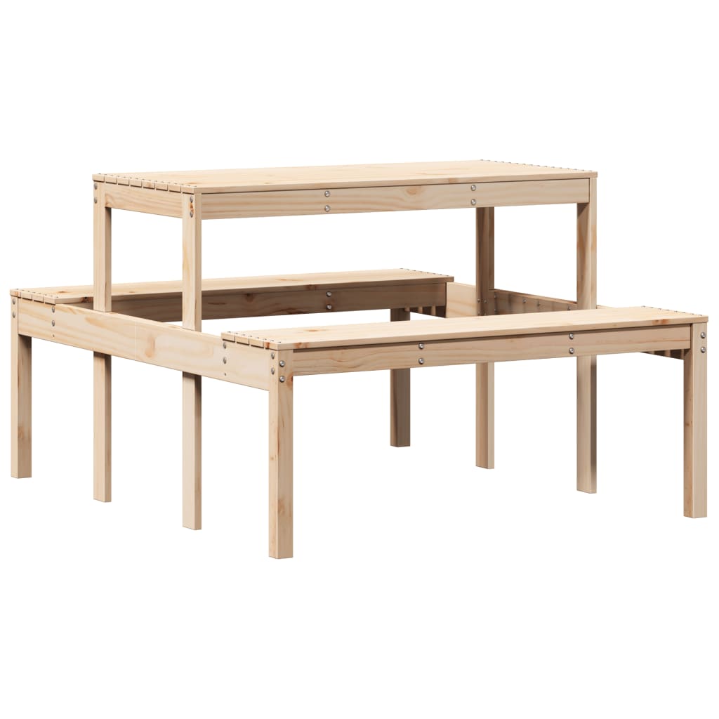 vidaXL Picnic Table 110x134x75 cm Solid Wood Pine - Brown - 110 x 134 x 75cm