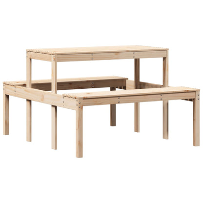 vidaXL Picnic Table 110x134x75 cm Solid Wood Pine - Brown - 110 x 134 x 75cm