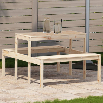 vidaXL Picnic Table 110x134x75 cm Solid Wood Pine - Brown - 110 x 134 x 75cm