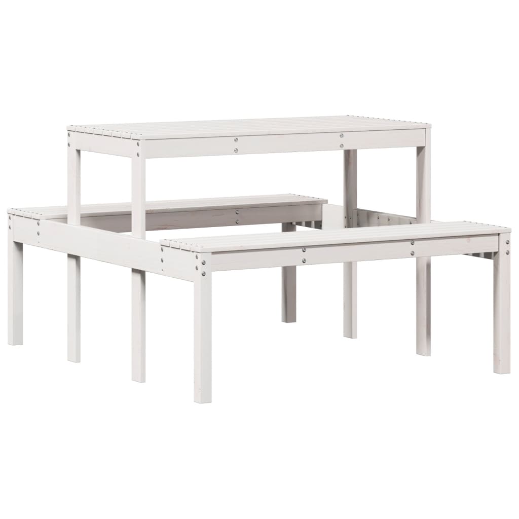 vidaXL Picnic Table White 110x134x75 cm Solid Wood Pine - 110 x 134 x 75cm