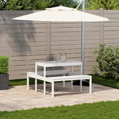 vidaXL Picnic Table White 110x134x75 cm Solid Wood Pine - 110 x 134 x 75cm
