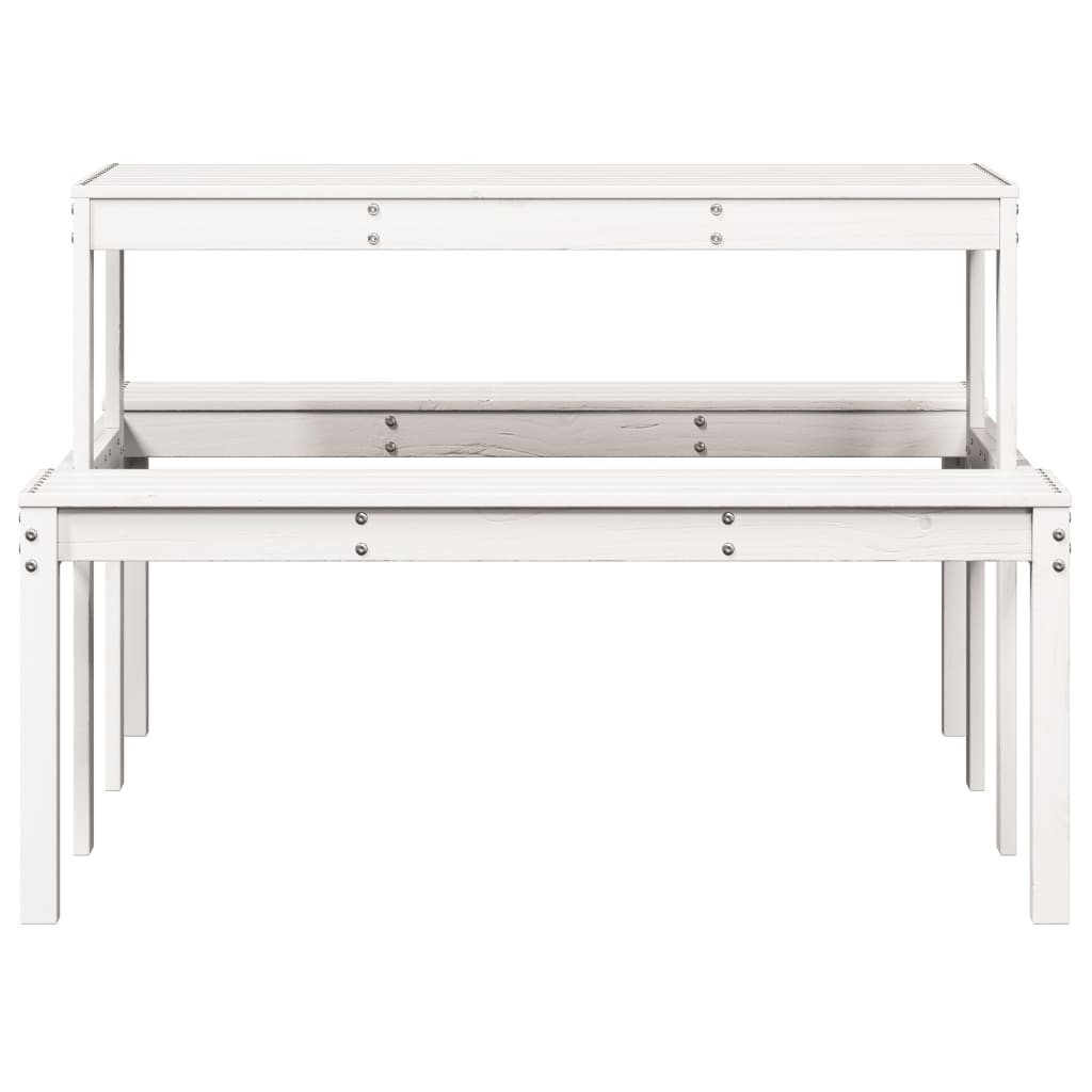 vidaXL Picnic Table White 110x134x75 cm Solid Wood Pine - 110 x 134 x 75cm