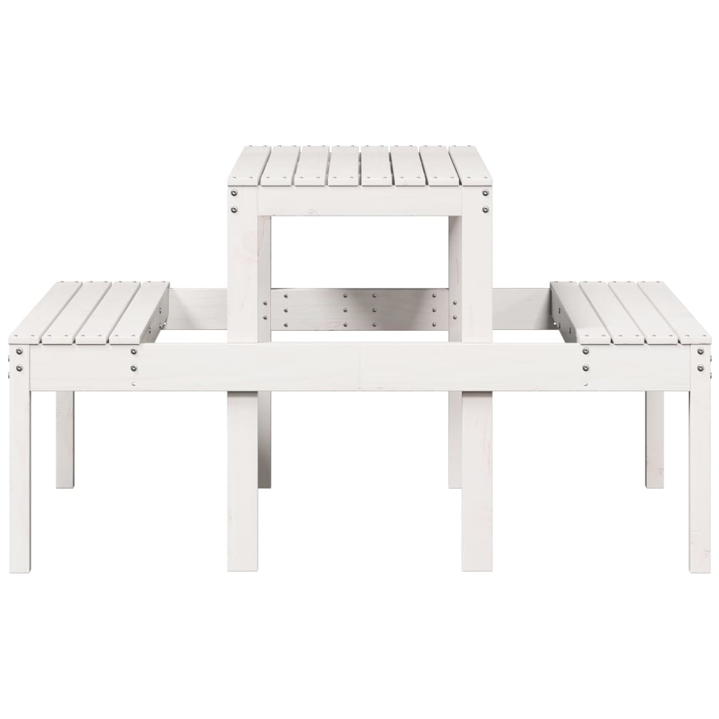 vidaXL Picnic Table White 110x134x75 cm Solid Wood Pine - 110 x 134 x 75cm