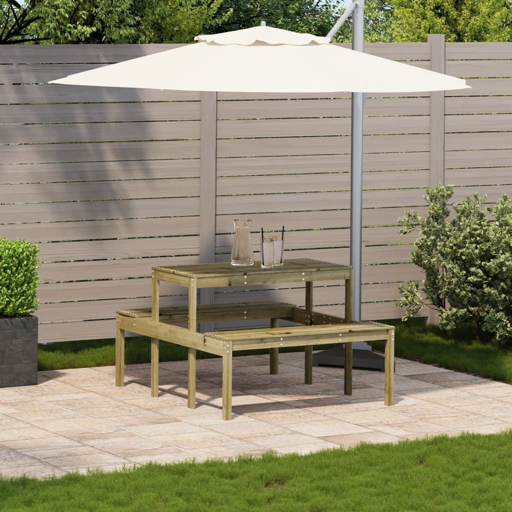 vidaXL Picnic Table 110x134x75 cm Impregnated Wood Pine - Brown - 110 x 134 x 75cm