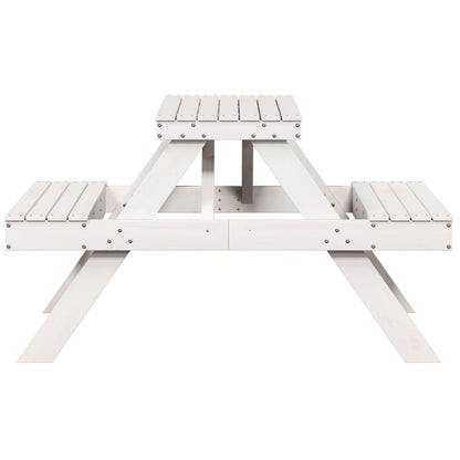 vidaXL Picnic Table White 105x134x75 cm Solid Wood Pine