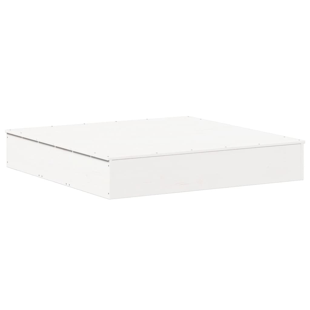 vidaXL Sandpit with Cover White 111x111x19.5 cm Solid Wood Pine