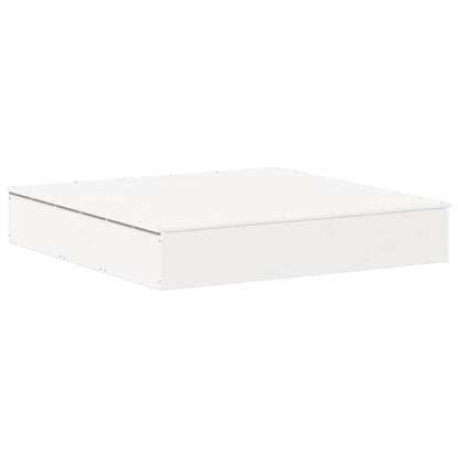 vidaXL Sandpit with Cover White 111x111x19.5 cm Solid Wood Pine