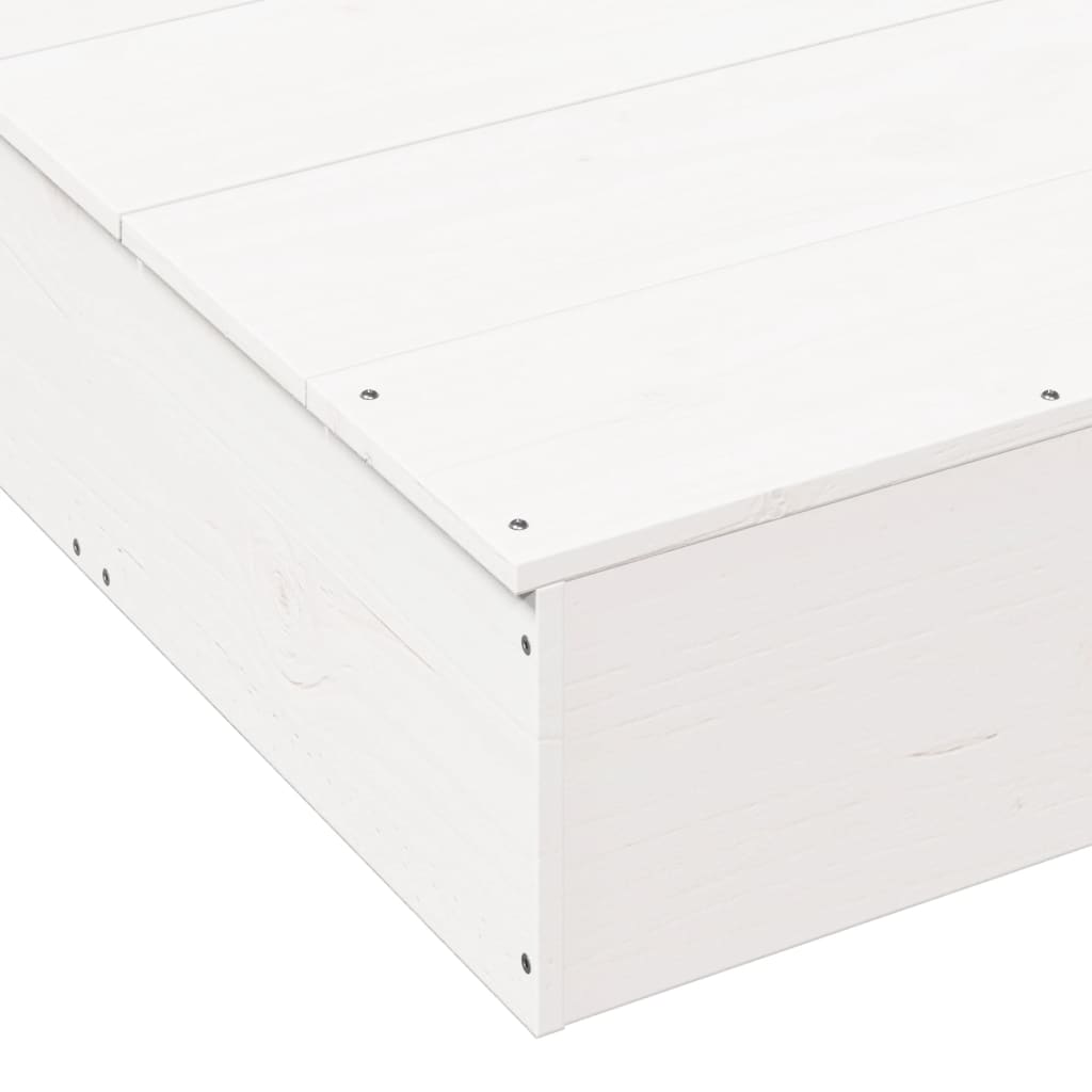 vidaXL Sandpit with Cover White 111x111x19.5 cm Solid Wood Pine