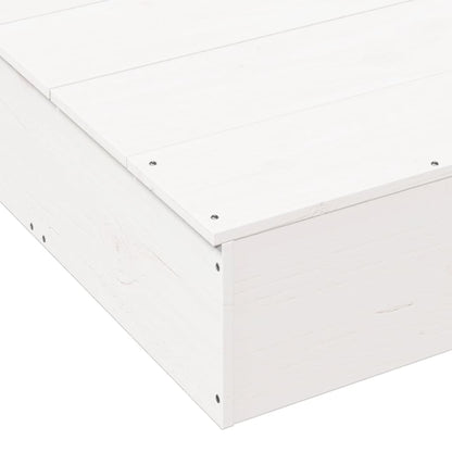 vidaXL Sandpit with Cover White 111x111x19.5 cm Solid Wood Pine