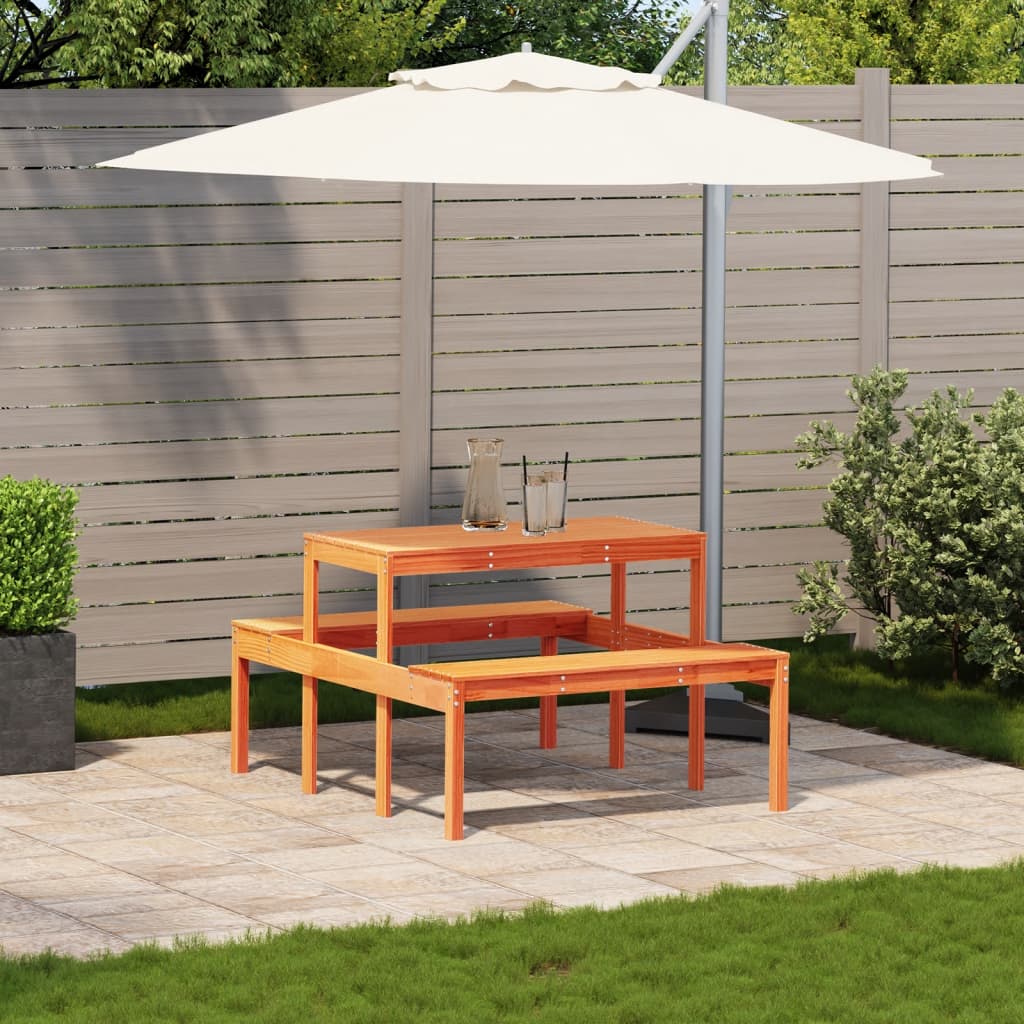 vidaXL Picnic Table Wax Brown 110x134x75 cm Solid Wood Pine - 110 x 134 x 75cm
