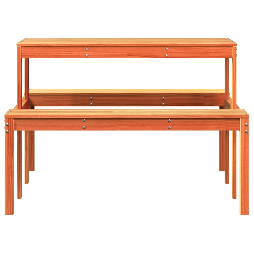 vidaXL Picnic Table Wax Brown 110x134x75 cm Solid Wood Pine - 110 x 134 x 75cm