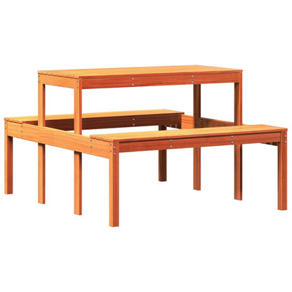 vidaXL Picnic Table Wax Brown 110x134x75 cm Solid Wood Pine - 110 x 134 x 75cm
