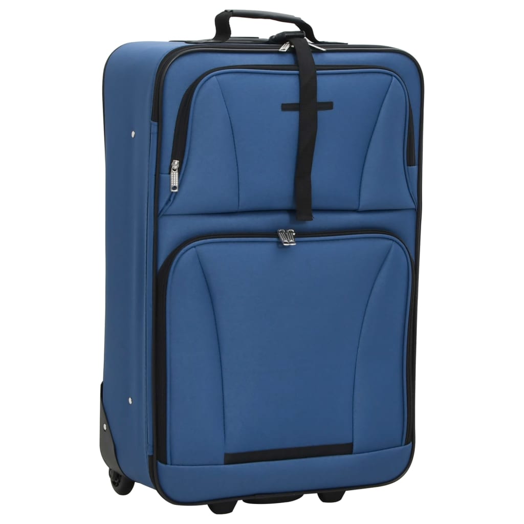 vidaXL 5 Piece Travel Luggage Set Bule Fabric - Blue