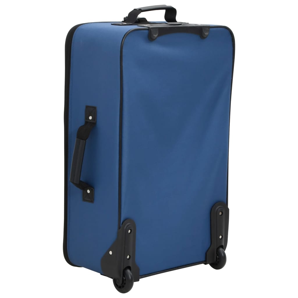 vidaXL 5 Piece Travel Luggage Set Bule Fabric - Blue