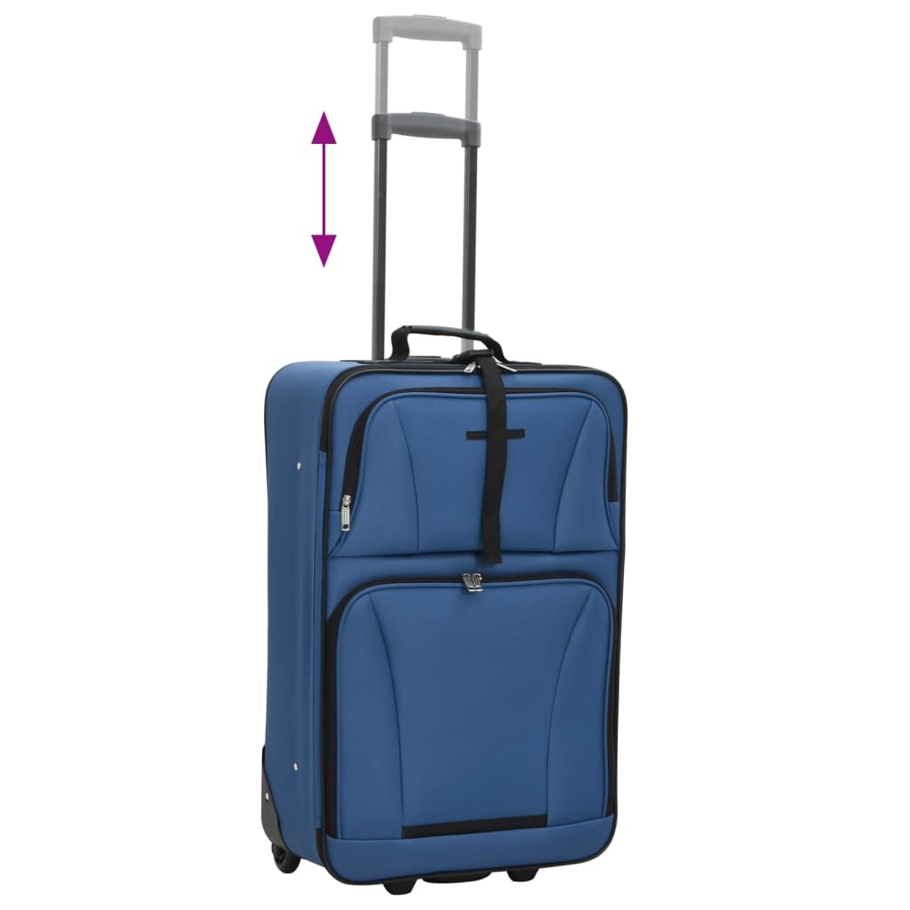 vidaXL 5 Piece Travel Luggage Set Bule Fabric - Blue