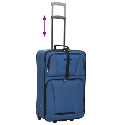 vidaXL 5 Piece Travel Luggage Set Bule Fabric - Blue