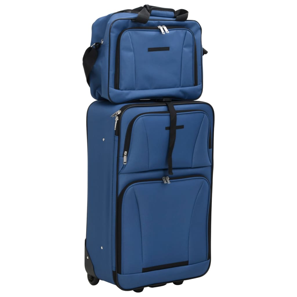 vidaXL 5 Piece Travel Luggage Set Bule Fabric - Blue