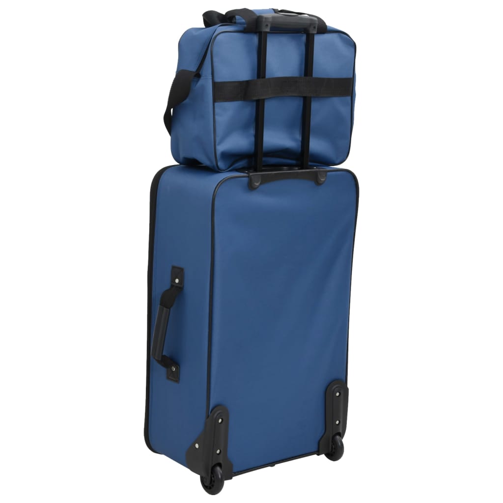 vidaXL 5 Piece Travel Luggage Set Bule Fabric - Blue