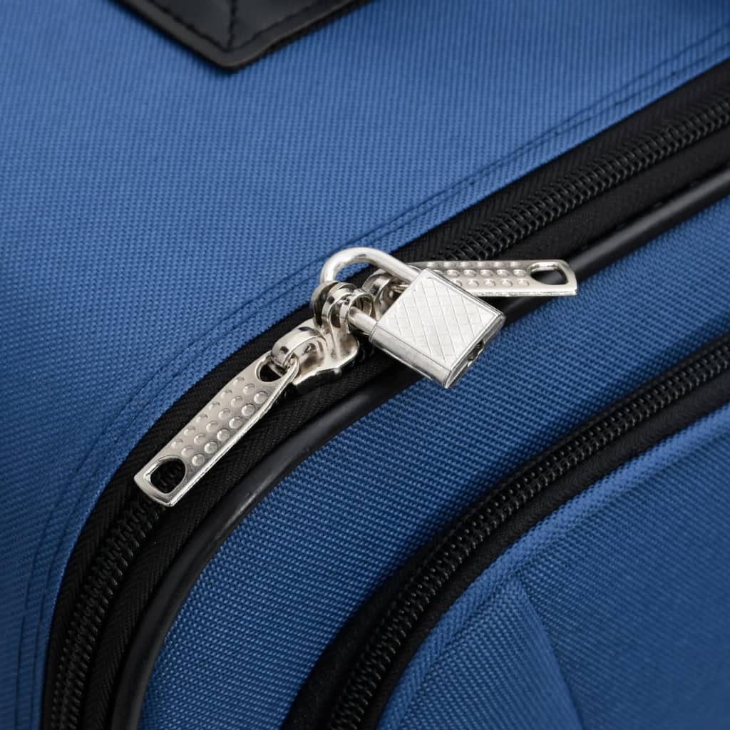 vidaXL 5 Piece Travel Luggage Set Bule Fabric - Blue
