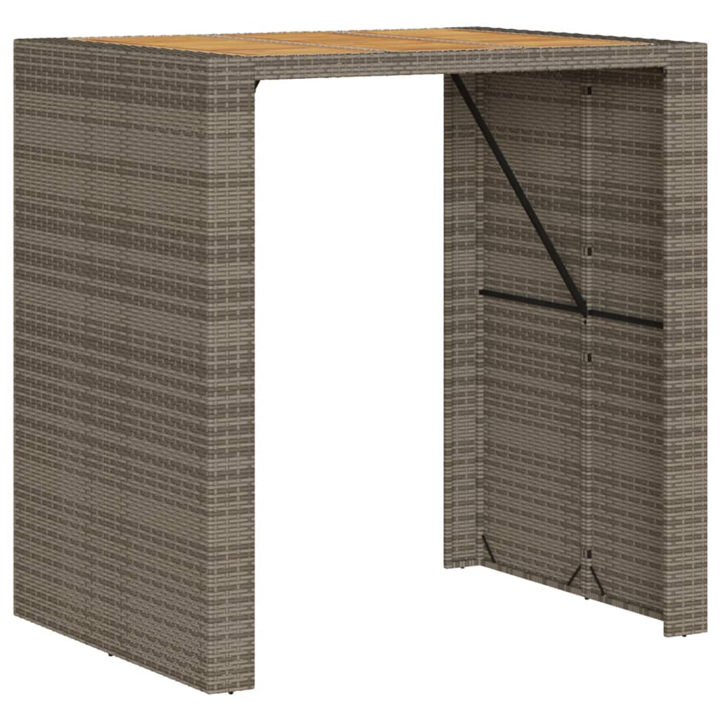vidaXL Garden Bar Table with Acacia Wood Top Grey 105x80x110 cm Poly Rattan