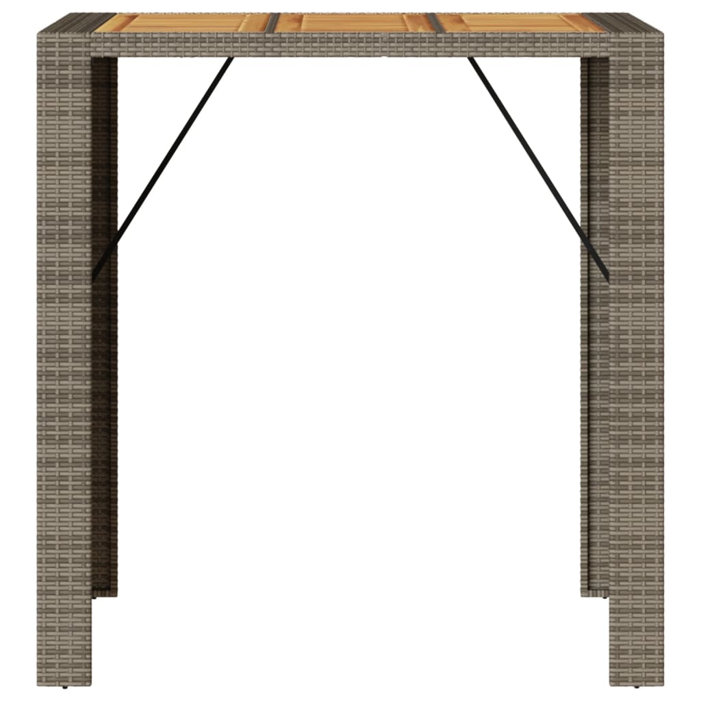 vidaXL Garden Bar Table with Acacia Wood Top Grey 105x80x110 cm Poly Rattan