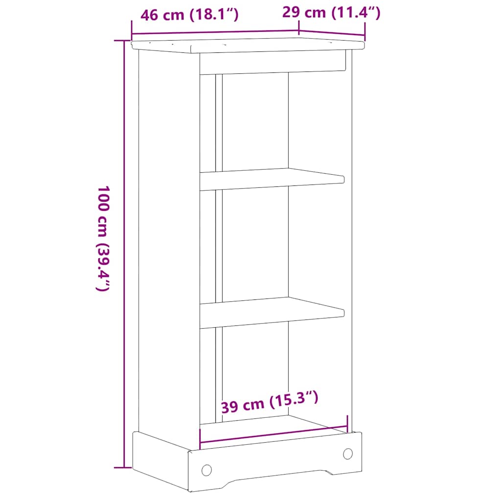 vidaXL Bookcase Corona 46x29x100 cm Solid Wood Pine - Brown