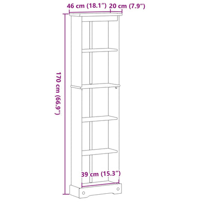vidaXL Bookcase Corona 46x20x170 cm Solid Wood Pine - Brown