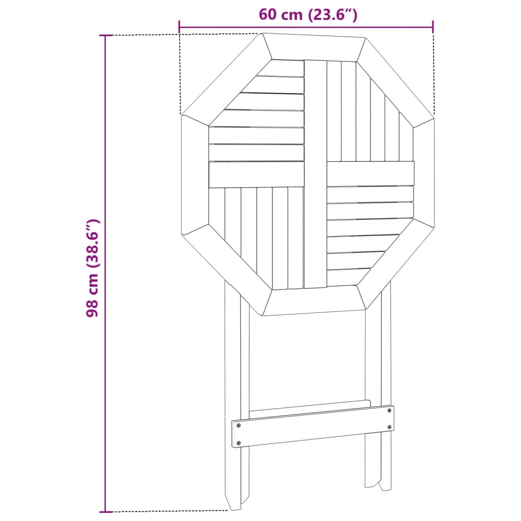 vidaXL Folding Garden Table Ø60x75 cm Solid Wood Acacia - Brown