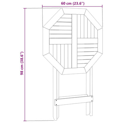 vidaXL Folding Garden Table Ø60x75 cm Solid Wood Acacia - Brown