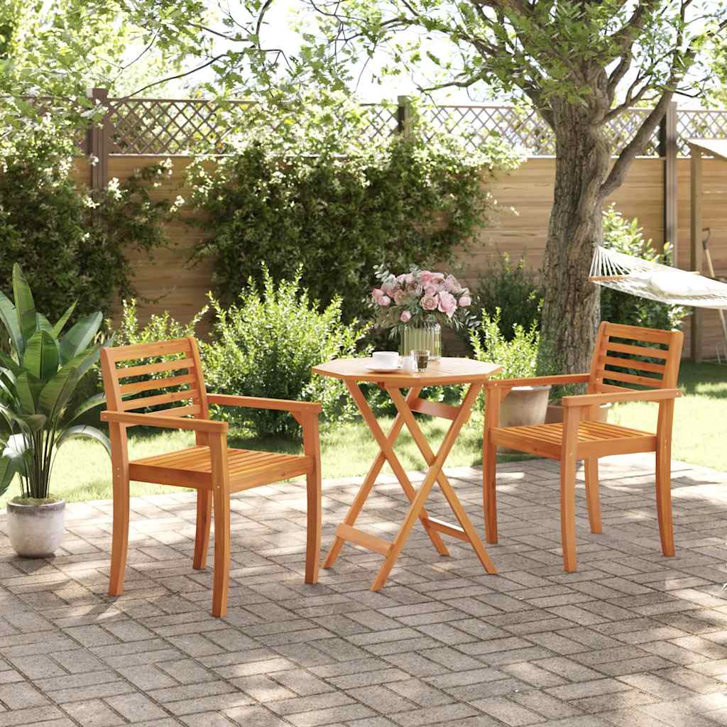 vidaXL Folding Garden Table Ø70x75 cm Solid Wood Acacia - Brown
