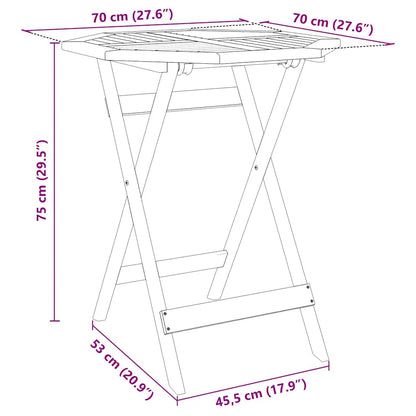 vidaXL Folding Garden Table Ø70x75 cm Solid Wood Acacia - Brown