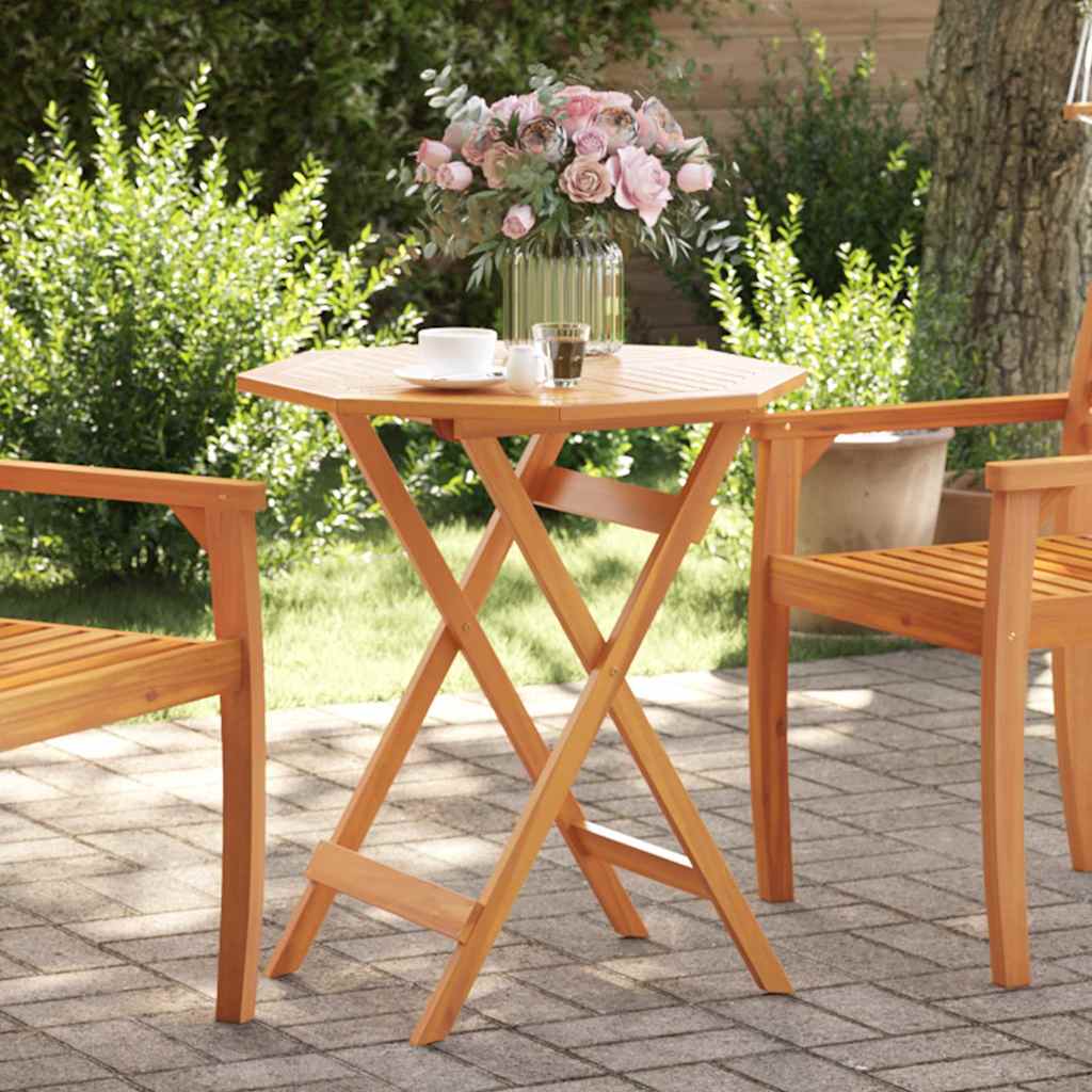 vidaXL Folding Garden Table Ø70x75 cm Solid Wood Acacia - Brown