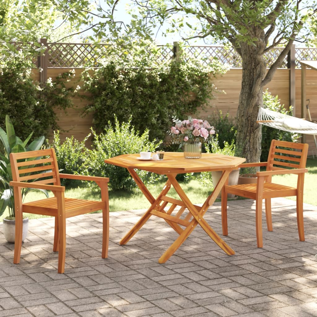 vidaXL Folding Garden Table Ø110x75 cm Solid Wood Acacia - Brown